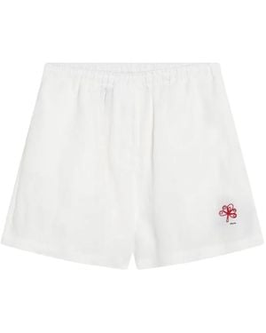 Prada Pantalones Cortos Bordados Con Cinturilla Elástica - Blanco