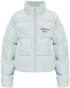 Balenciaga Logo Quilted Jacket - Blue