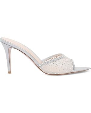 Gianvito Rossi 85Mm Crystal-Embellished Heeled Mules - White