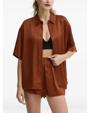 American Vintage Short-Sleeve Button-Up Shirt - Brown