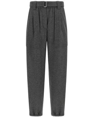 Brunello Cucinelli Flannel Loose Cargo Pants - Grey