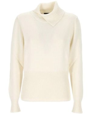 Gran Sasso Ribbed-Knit Shawl-Collar Jumper - White