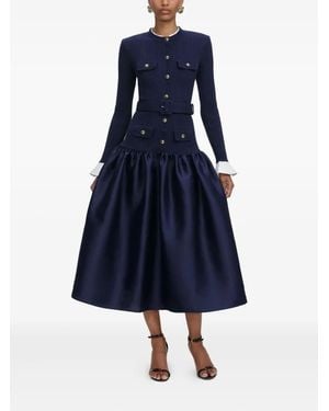 Self-Portrait Belted Midi Dress - Blue