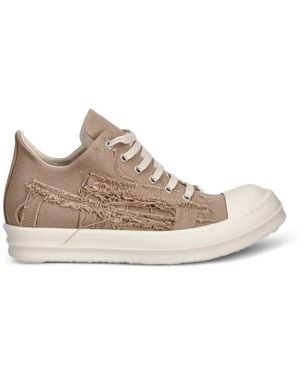 Rick Owens Distressed-Effect Low-Top Trainers - Brown