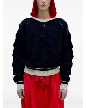OPEN YY Pointelle-Knit Sweater - Blue