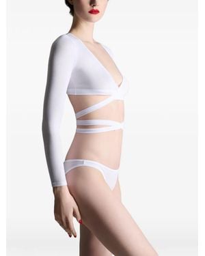 Maison Close La Femme Amazone Ribbed Wrap Top - White