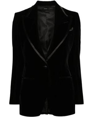 Tom Ford Single-breasted Velvet Blazer - Black
