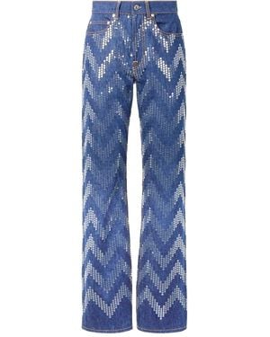 Missoni Jean Orné De Sequins À Chevrons - Blue