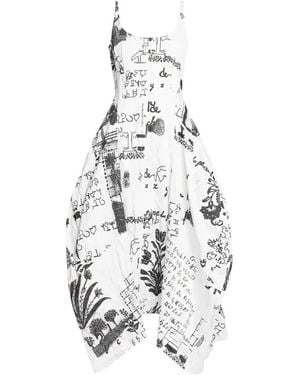 Erdem Robe Mi-Longue À Imprimé Graphique - White