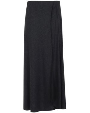 Giorgio Armani Asymmetric Draped Midi Skirt - Black