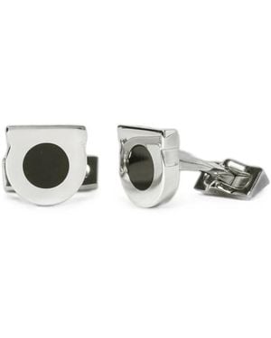 Ferragamo Gancini Enamel-Detail Cufflinks - Metallic