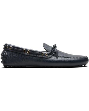 Car Shoe Grained-Leather Driving Shoes - Blue