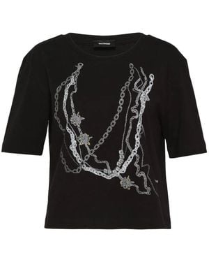 we11done Chain-Print T-Shirt - Black