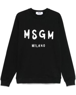 MSGM Sudadera Con Logo Estampado - Negro