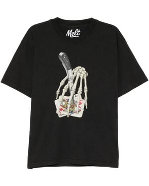 Melt Poker-Print T-Shirt - Black