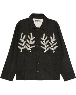 Kartik Research Embroidered-Sprig Jacket - Black