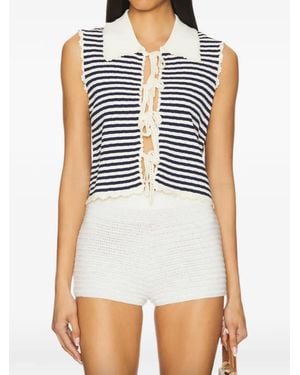 Sea Striped Sleeveless Top - White
