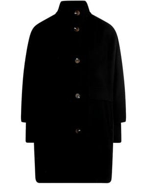 Betty Barclay High-Neck Button-Up Single Breasted Coat - Black