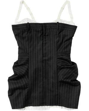 Dilara Findikoglu Pinstripe Mini Dress - Black