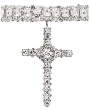 Blumarine Choker Con Croce - Bianco
