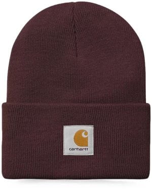 Carhartt Watch Logo-Patch Beanie Hat - Purple