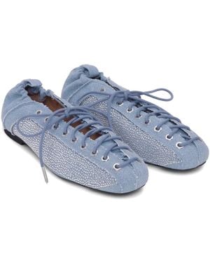 Ganni Denim Lace-Up Ballet Flats - Blue
