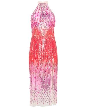SIMONA CORSELLINI Sequin-Embellished Halterneck Midi Dress - Pink