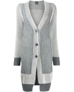 Lorena Antoniazzi Colour-Block Ribbed-Knit Cardi-Coat - Grey
