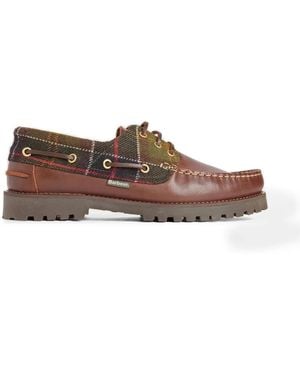 Barbour Mocassini Da Barca Re-Engineered Tartan - Marrone