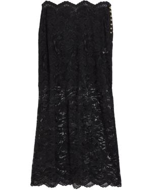 Rabanne Lace-Overlay Button-Detail Midi Skirt - Black