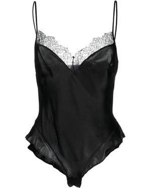 Maison Close Lace-Trim Silk Body - Black