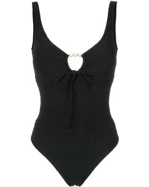 Amir Slama Faux Pearl Embellished Swimsuit - Black