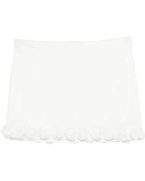 Oséree Rose-Appliqué Mini Skirt - White