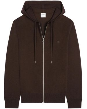 Courreges Zipped Wool Hoodie - Brown
