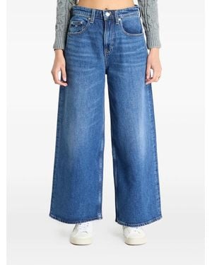 Tommy Hilfiger Vaqueros Anchos Con Efecto Desgastado - Azul