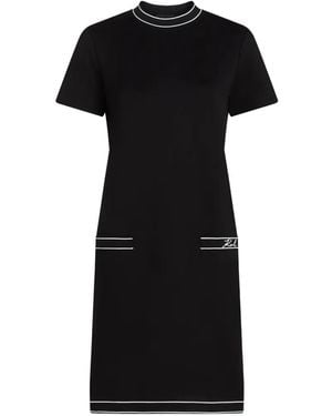 KARL LAGERFELD Logo-Embroidered Mini Dress - Black