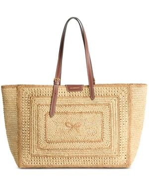 Anya Hindmarch Large Bow-Detail Raffia Tote Bag - Natural