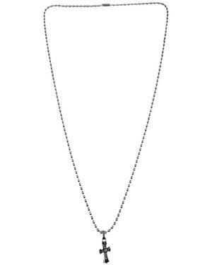 Chrome Hearts Baby Fat Diamond Cross Necklace - White