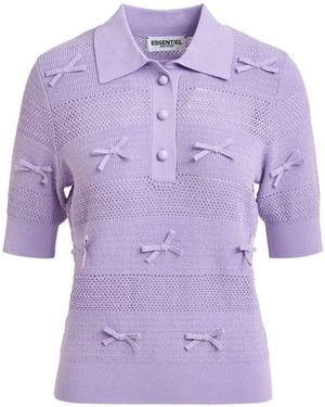 Essentiel Antwerp Bow-Detail Polo Top - Purple