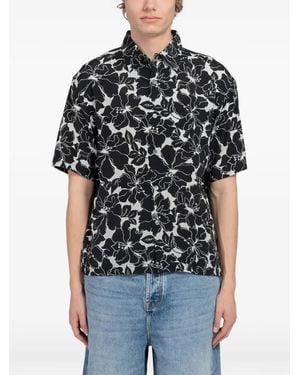 Stussy Floral Hawaiian Shirt - Black