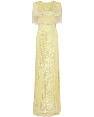 Jenny Packham Lyla Sequin-Embellished Gown - Yellow
