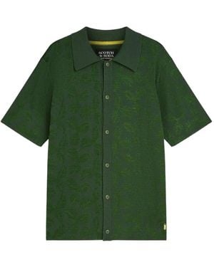 Scotch & Soda Floral-Jacquard Short-Sleeve Shirt - Green