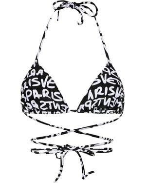 Vetements Logo-Print Triangle Bikini Top - White