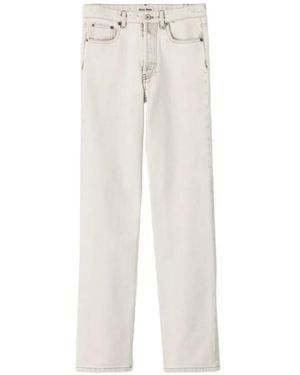 Miu Miu Jean Droit À Taille Mi-Haute - White