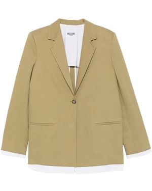 Moschino Layered-Effect Notched-Lapel Blazer - Natural