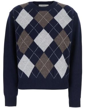 DUNST Argyle-Pullover Aus Wolle - Blau