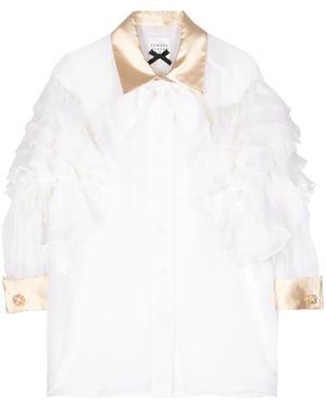 Edward Achour Paris Ruffled Silk Shirt - White