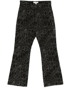 MASU Ausgestellte Hose mit beflocktem Web - Schwarz
