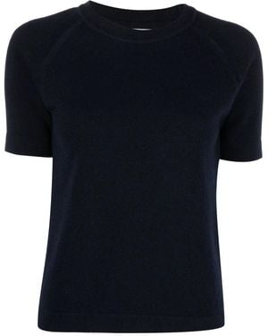 Barrie Short-Sleeve Cashmere Knit Top - Black