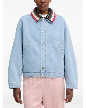 Stine Goya Crochet-Trim Denim Jacket - Blue